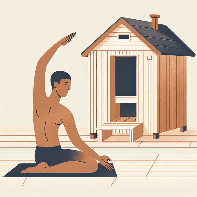 person doing yoga near a home sauna