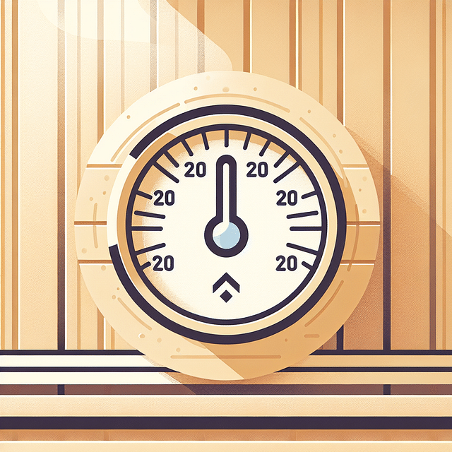 sauna thermometer showing a moderate temperature