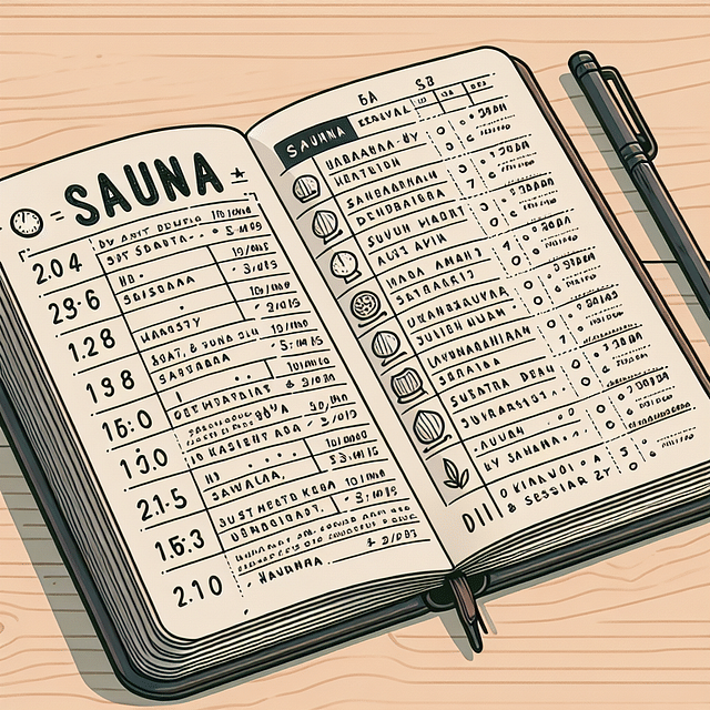 open journal with notes on sauna sessions