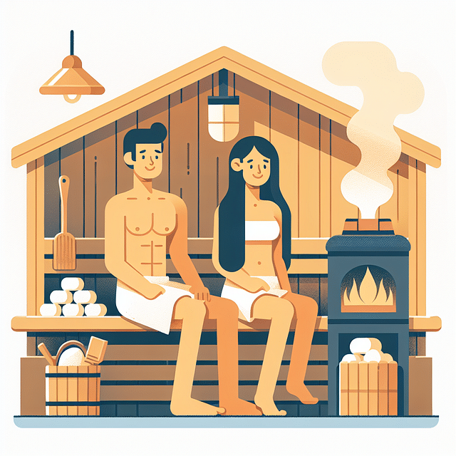 two friends enjoying a home sauna together