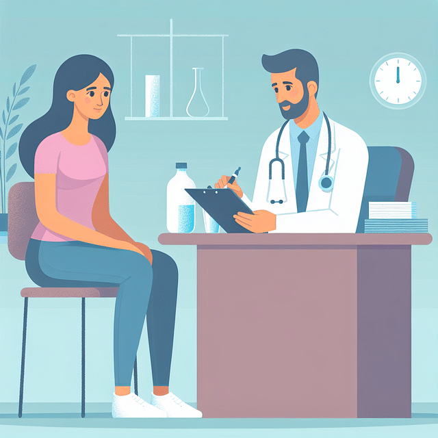 person consulting a healthcare professional about hydration