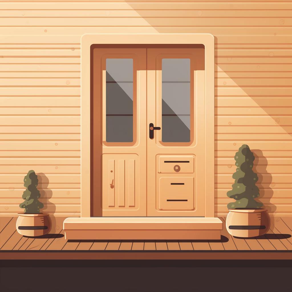 Installed door and windows on a sauna