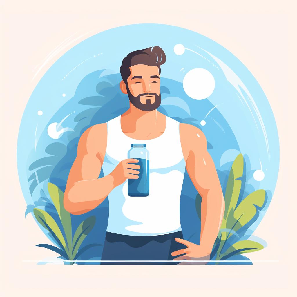 Person cooling down and drinking water after a workout