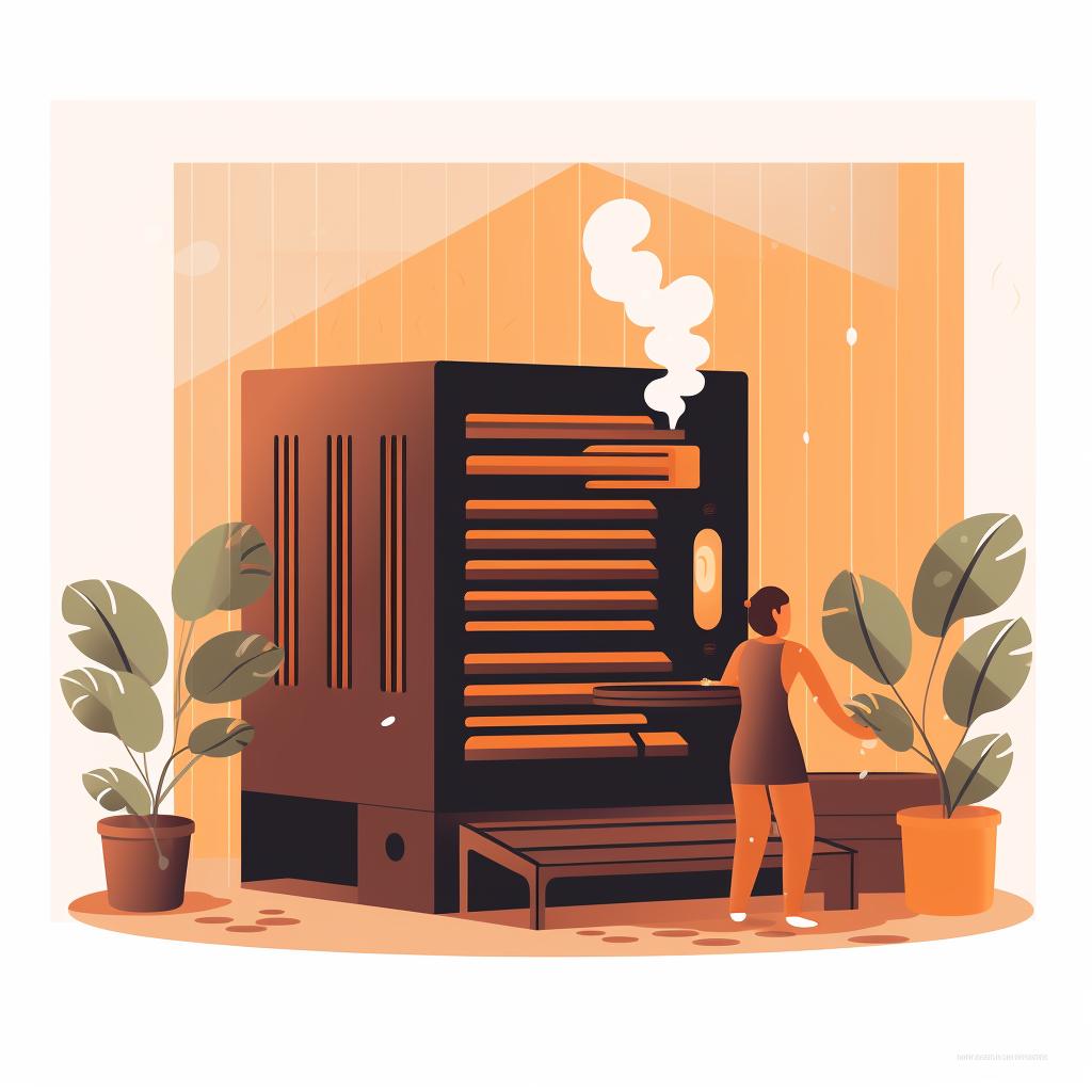 A sauna heater being installed
