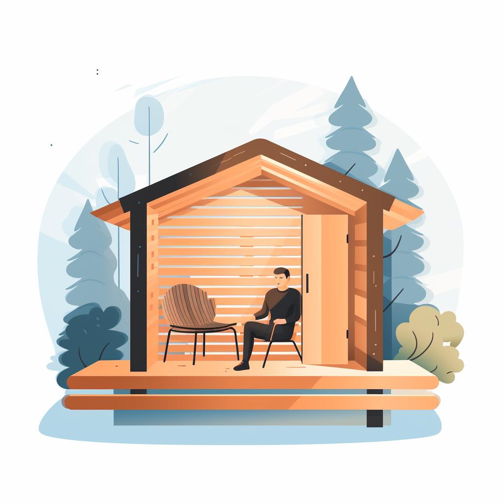 A person relaxing in a newly built outdoor sauna