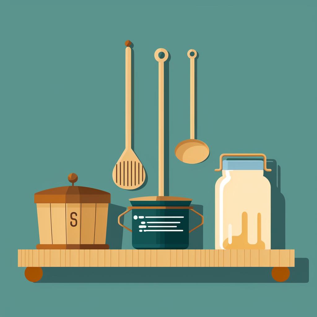 A collection of sauna accessories including a thermometer, a bucket, and a ladle