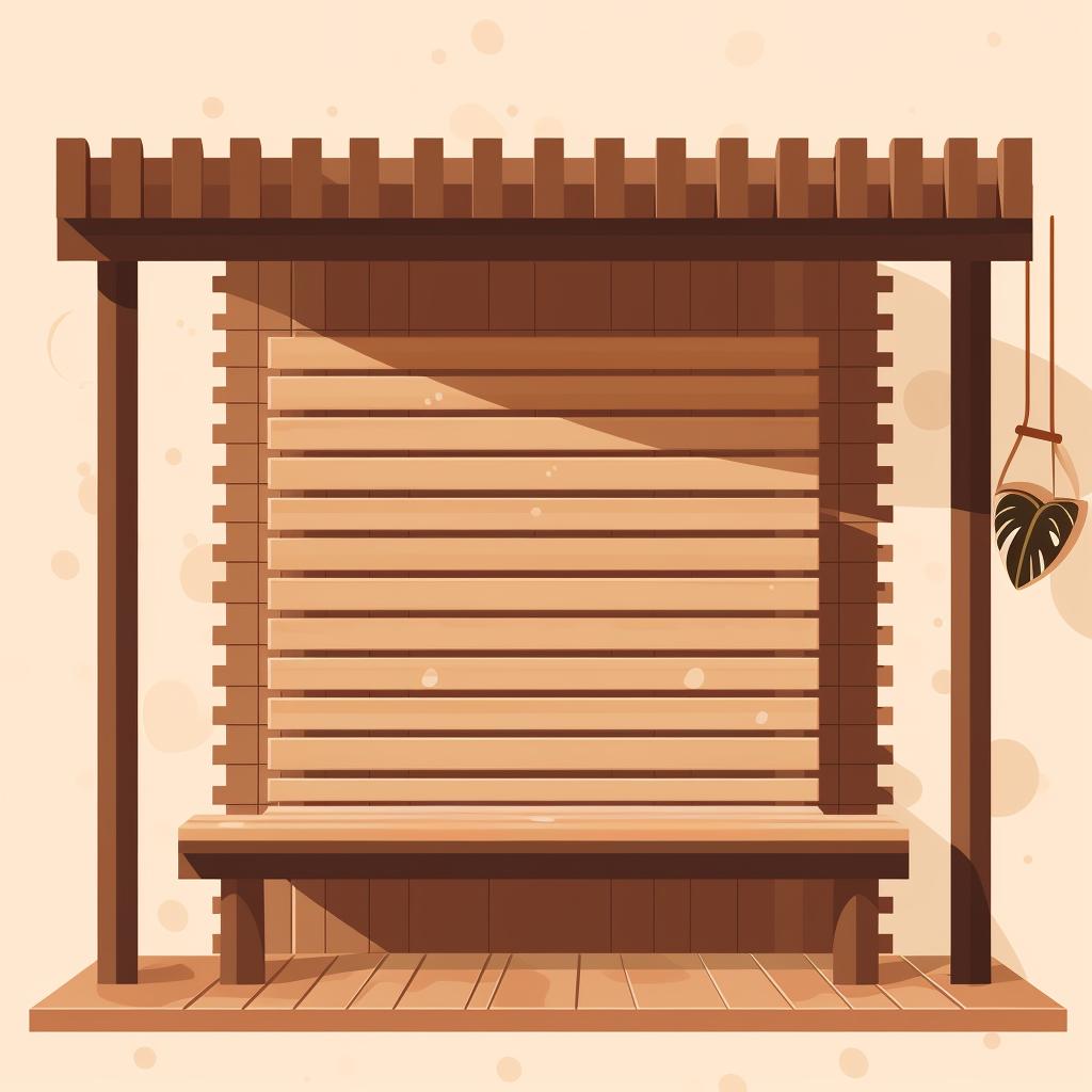 Wooden sauna bench