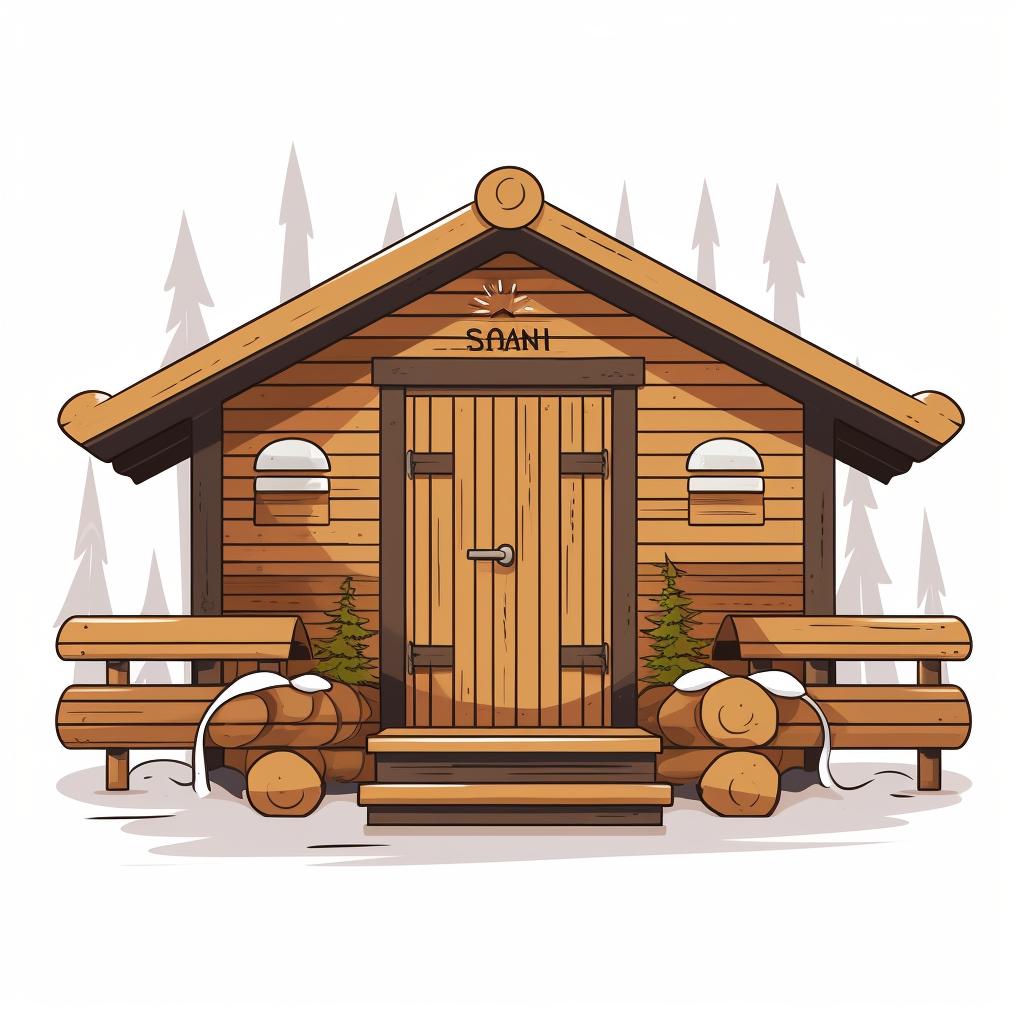 A hand-drawn sketch of a sauna design