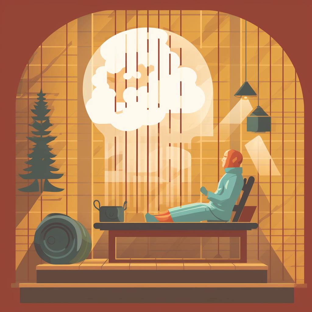 Person relaxing in sauna