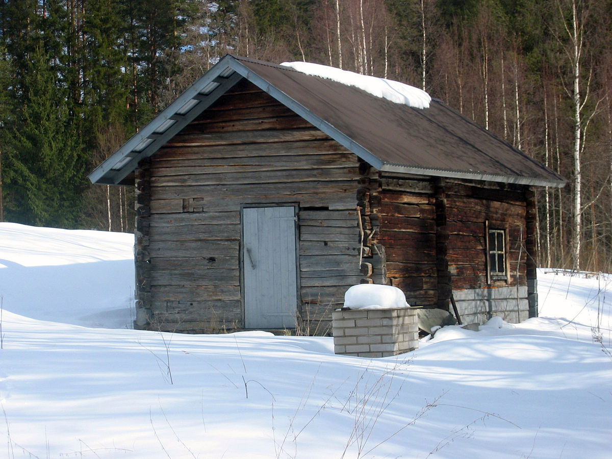Traditional Finnish dry sauna interior